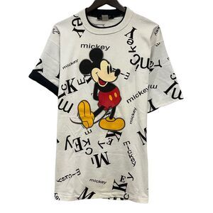 Vtg Disney Originals Single Stitch Mickey Spellout All Over T-Shirt USA L/XL guc
